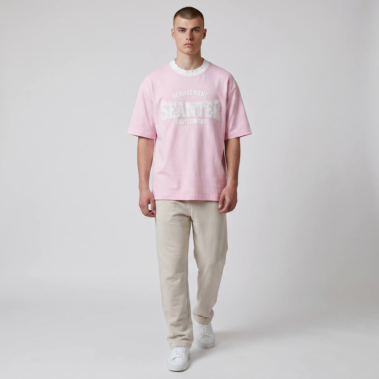 Seanter Oversized Graphic T-Shirt – Baby Pink Edition 🌸✨