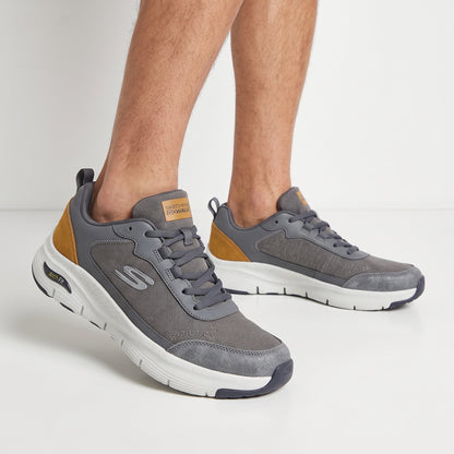 Skechers GoWalk Trainers — Grey & Mustard