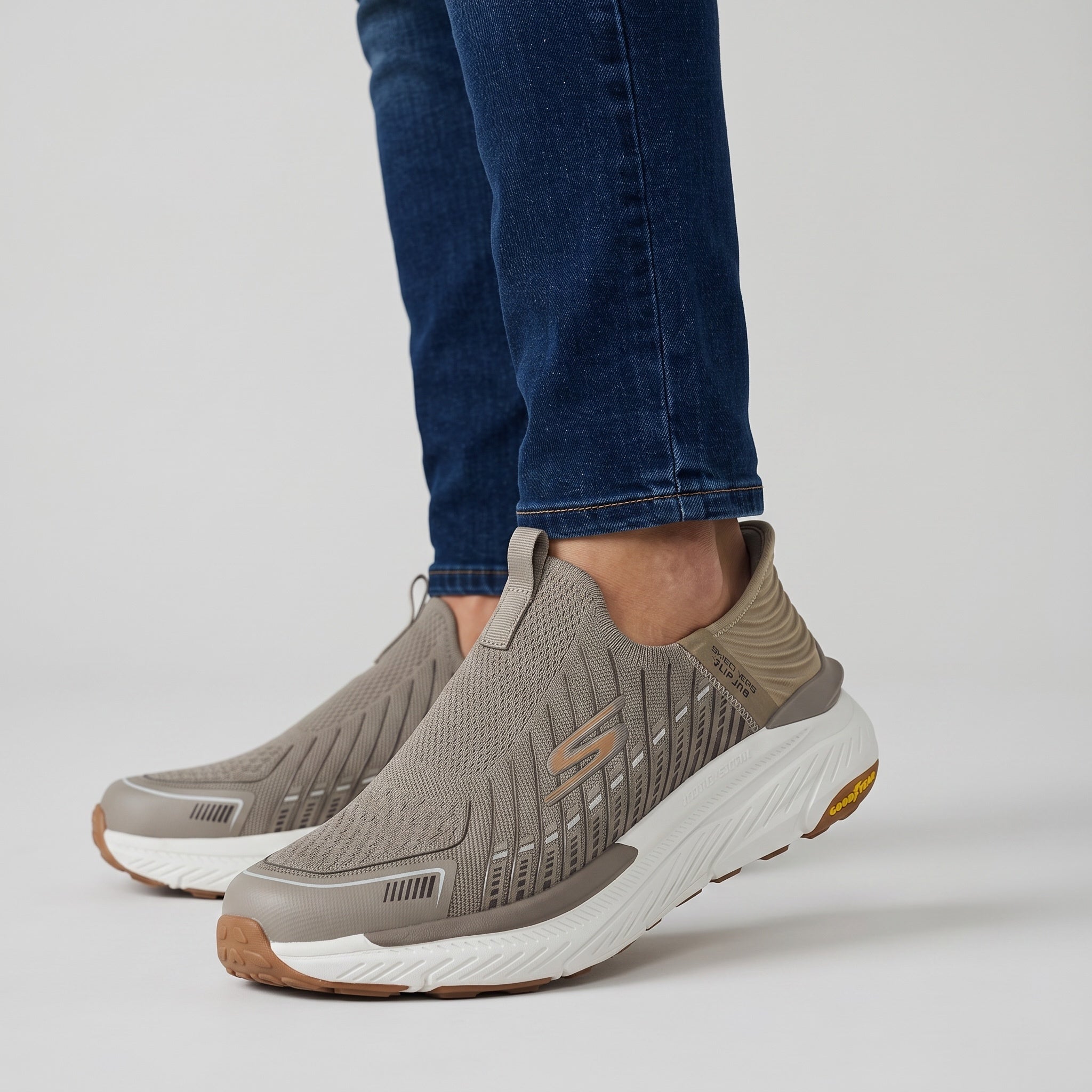 Skechers Slip-Ons – Taupe Performance Runner 👟