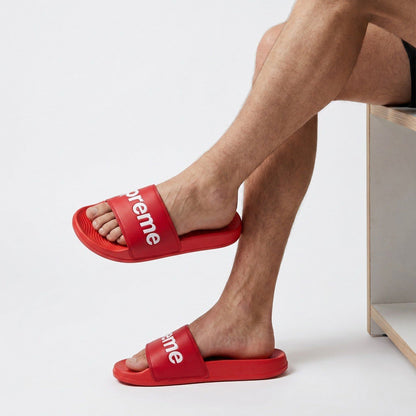 ❤️🔥 Supreme Red Logo Slide Sandals | Lightweight Comfort Slides 👣