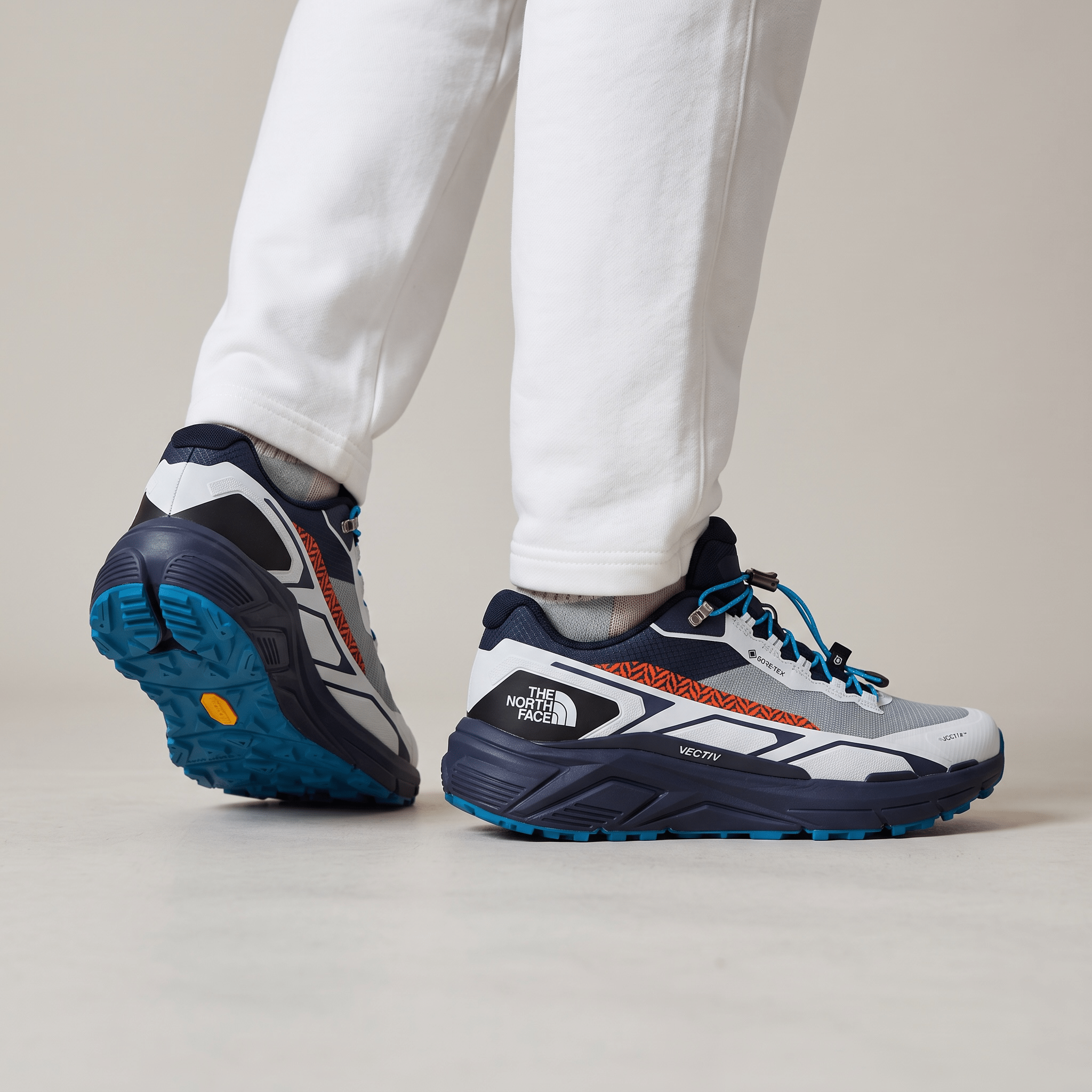 🏔️ The North Face GORE-TEX Vibram Trail Running Shoes – White/Navy