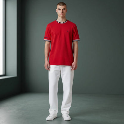 Tommy Hilfiger Inspired Oversized Red Essential T-Shirt for Men – Premium Casual Streetwear Tee 🔥