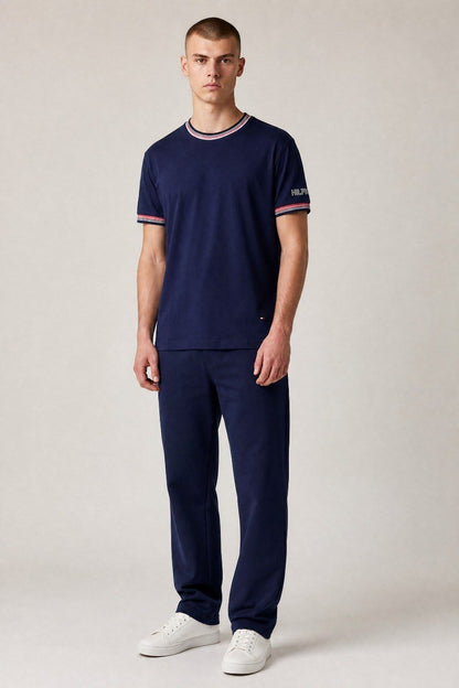 Tommy Hilfiger Luxury Navy Blue Crew Neck T-Shirt for Men – Premium Smart Casual Cotton Summer Tee 💙✨