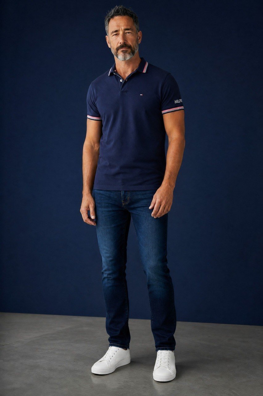 Tommy Hilfiger Luxury Navy Blue Crew Neck T-Shirt for Men – Premium Smart Casual Cotton Summer Tee 💙✨