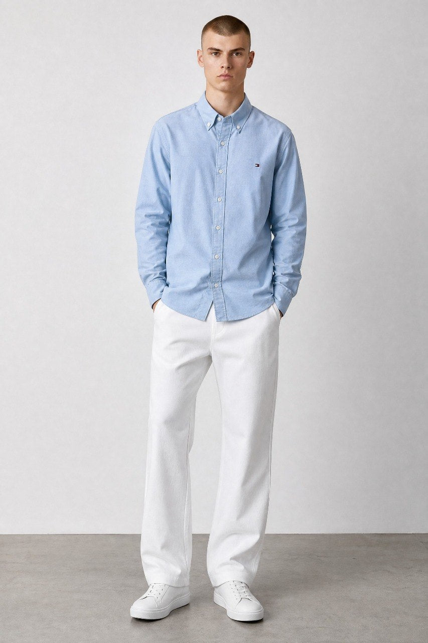 Tommy Hilfiger Premium Oxford Button-Down Shirt for Men – Relaxed Fit Smart Casual Long Sleeve Shirt 💙✨