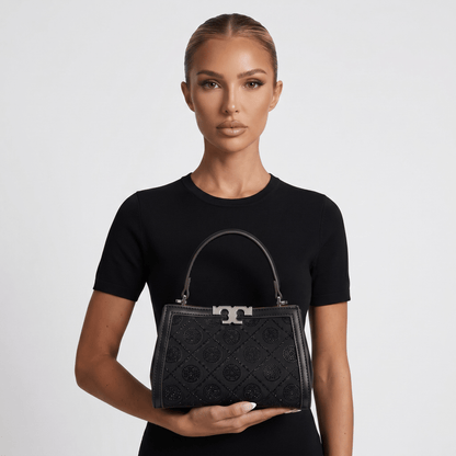 Tory Burch Crystal Embellished Mini Top Handle Bag – Black Luxury Statement 🖤✨