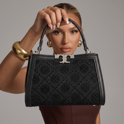 Tory Burch Crystal Embellished Mini Top Handle Bag – Black Luxury Statement 🖤✨