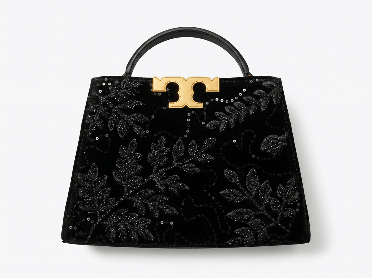 ✨ Tory Burch Lee Radziwill Embellished Top Handle Bag – Midnight Black Edition ✨