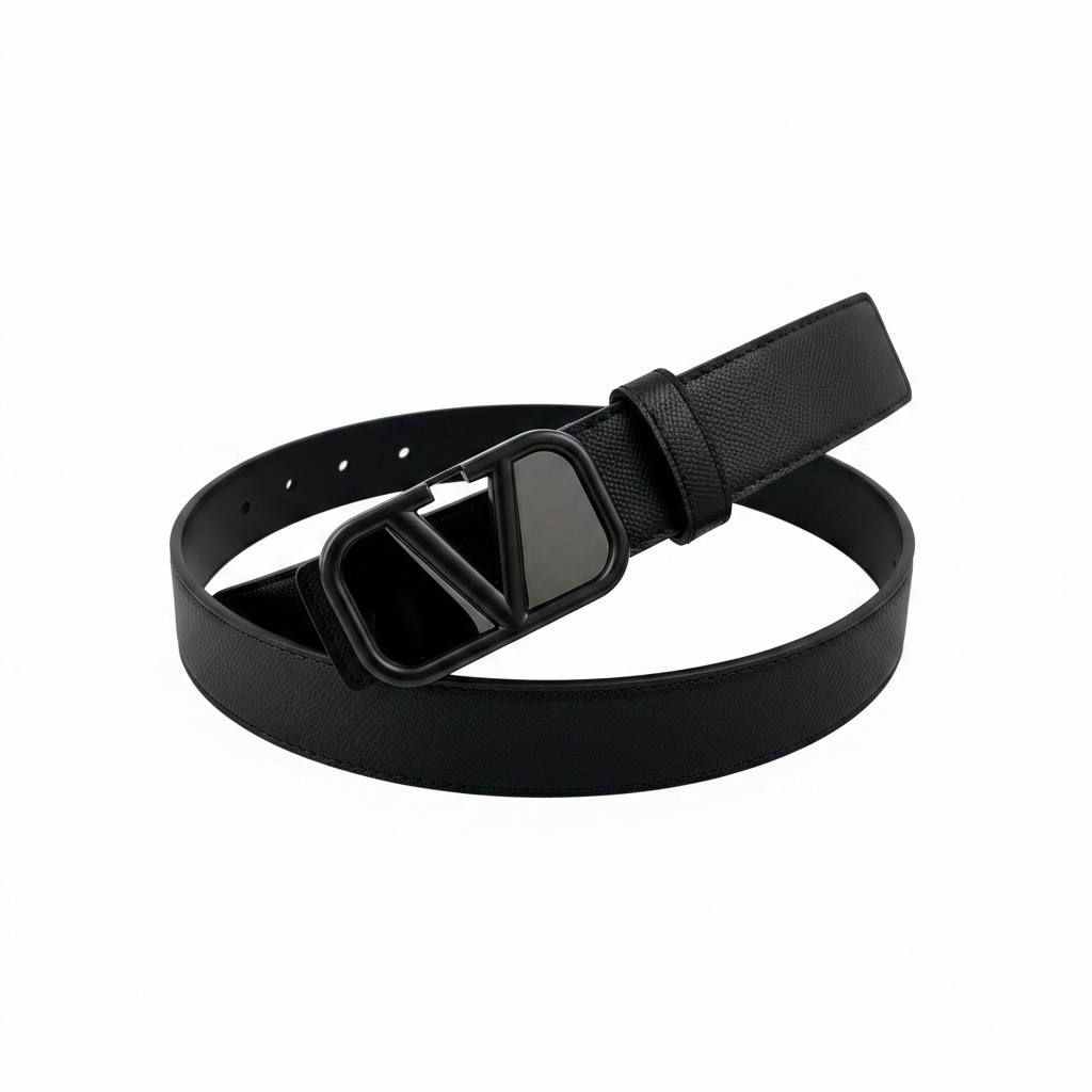 Valentino All Black Luxury V Buckle Belt – Premium Elegant Designer Belt 🖤✨