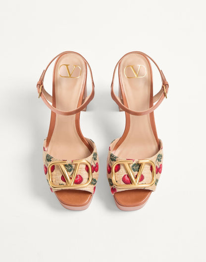 👠 Valentino Cherry Print Platform Block Heel Sandals🍒🍒
