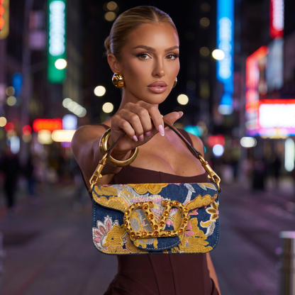 Valentino Garavani Floral Embroidered Denim Shoulder Bag 🌸✨