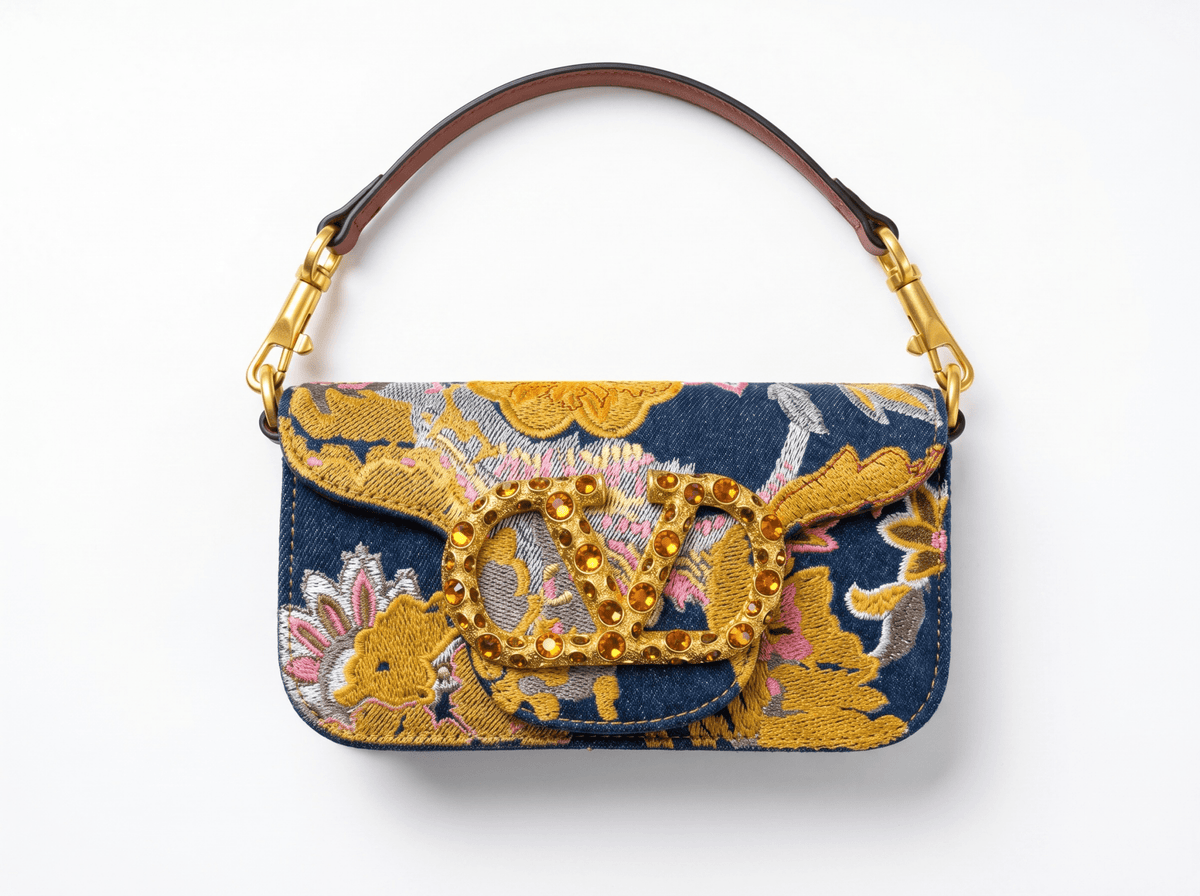 Valentino Garavani Floral Embroidered Denim Shoulder Bag 🌸✨