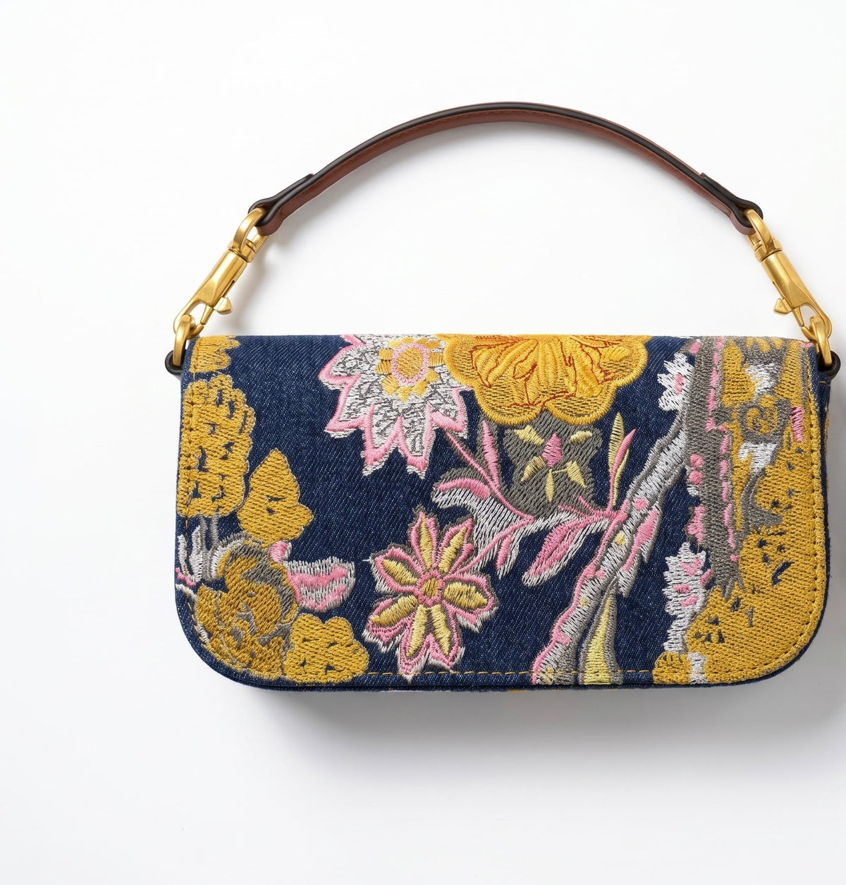 Valentino Garavani Floral Embroidered Denim Shoulder Bag 🌸✨