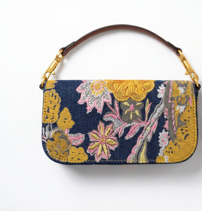 Valentino Garavani Floral Embroidered Denim Shoulder Bag 🌸✨