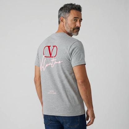 Valentino VLogo Signature T-Shirt – Heather Grey & Pink Edition 💗✨