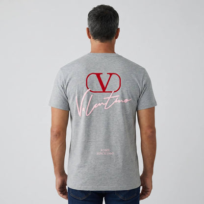 Valentino VLogo Signature T-Shirt – Heather Grey & Pink Edition 💗✨