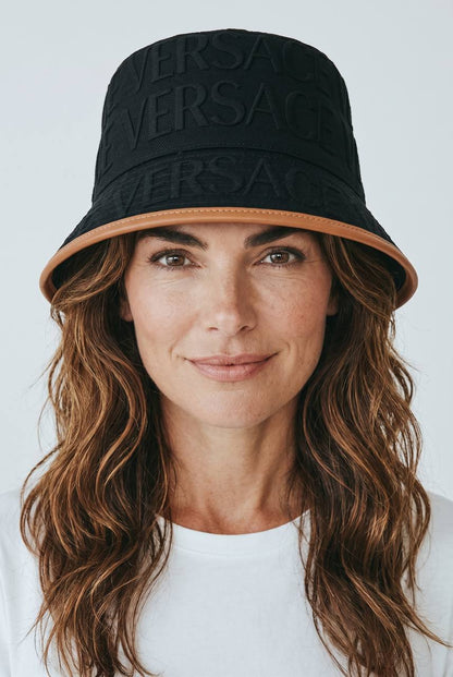 🧢 Versace Black Logo Bucket Hat | Embossed Luxury Statement 🖤✨