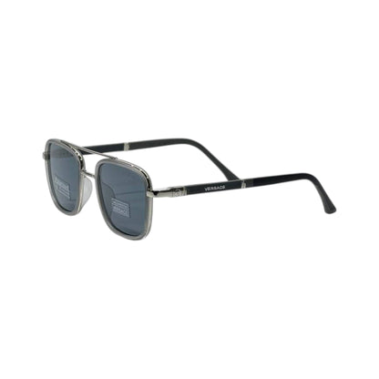 🕶️ Versace Double Bridge Aviator Sunglasses – Silver & Black Luxury Edition ✨