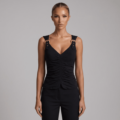 Versace Jeans Couture Ruched Buckle Top