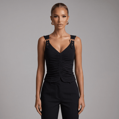 Versace Jeans Couture Ruched Buckle Top