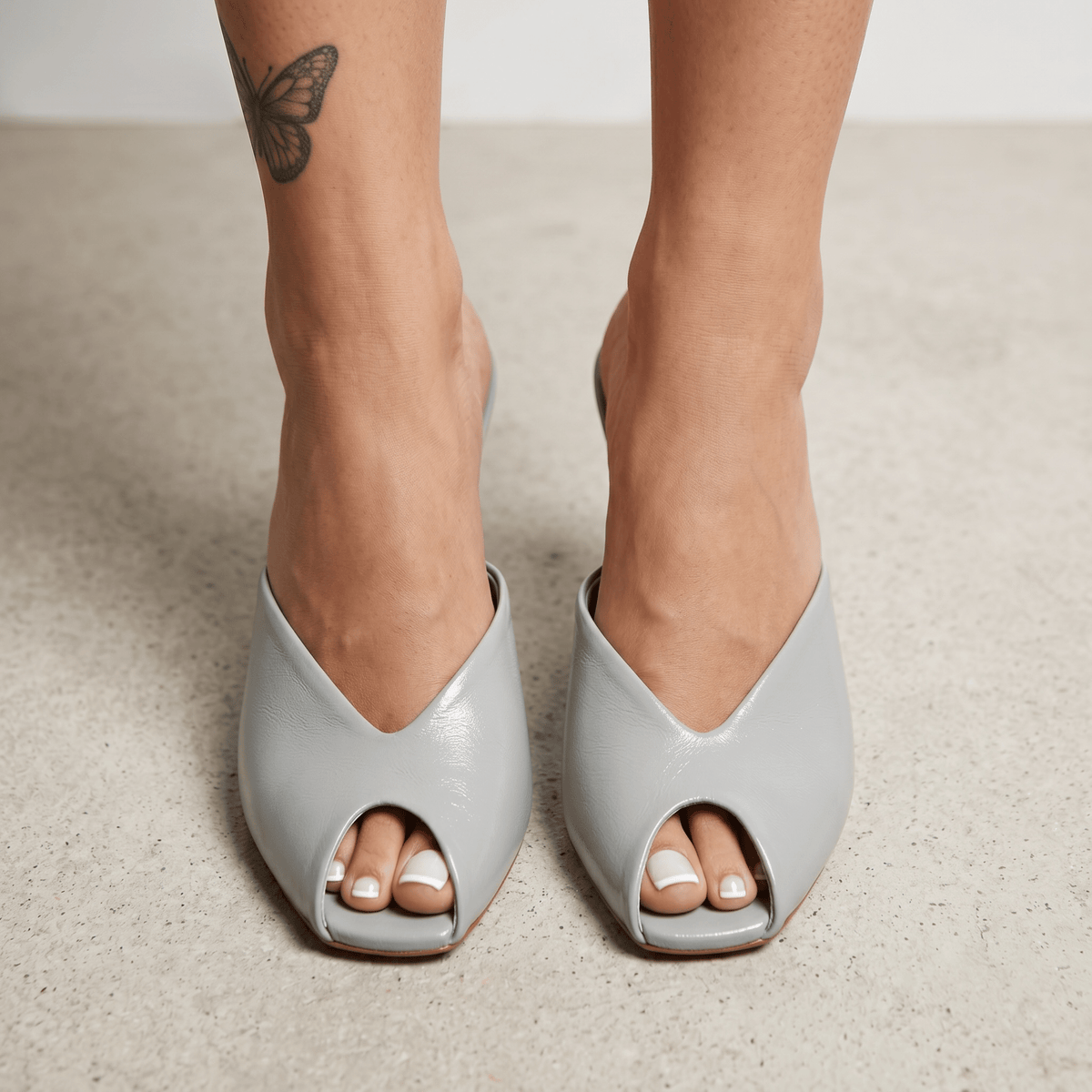 Zara Patent Kitten Heel Mule – Ice Blue 💎🩵