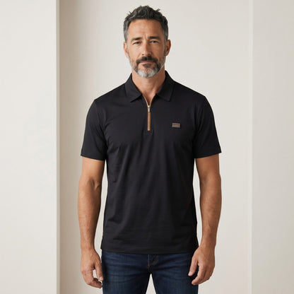 🖤 ZEGNA Luxury Zip Polo Shirt – Black Signature Edition