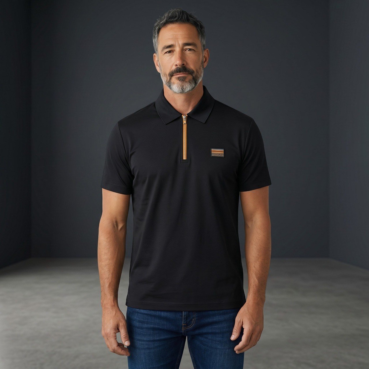 🖤 ZEGNA Luxury Zip Polo Shirt – Black Signature Edition