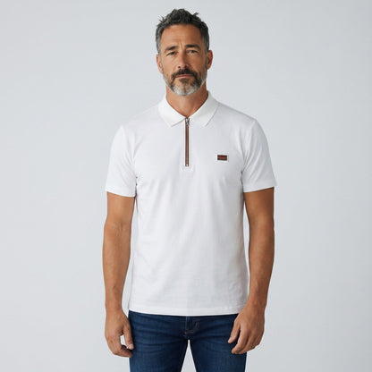 🤍 ZEGNA Luxury Zip Polo Shirt – Modern Italian Elegance
